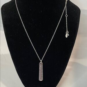 Justin Boots Silver Chain Necklace with Bar Pendant